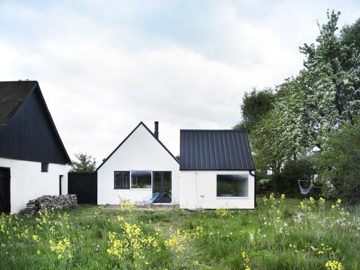 black-white-facade-wildflower-meadow-hammock-metal-roof-firewood-hoo--chairs-gardenista