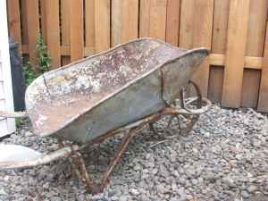 old wheel barrow