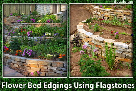 flower bed edgings using flagstones