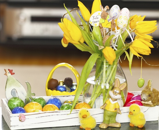 Bright Yellow Tulips used for Easter Decoration