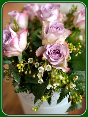 Lilac Roses in Vase