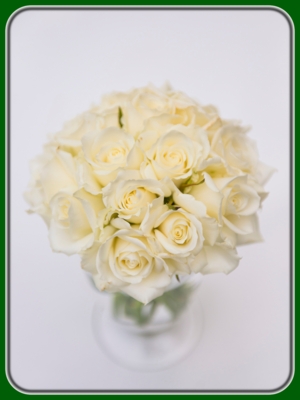 Bouquet of White Roses in Vase