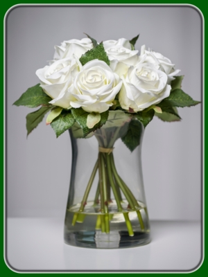 White Roses Tied in Glass