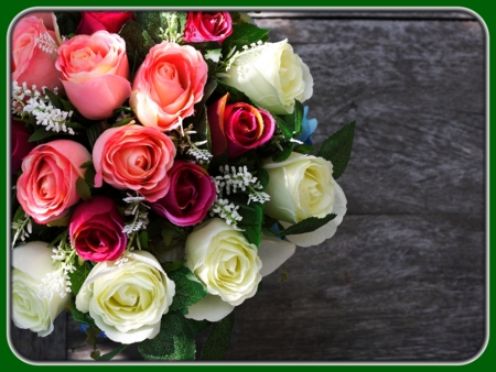 Pink, Red, and White Bouquet of Roses