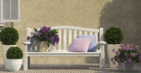 white bench