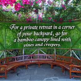 Use a bamboo canopy with creepers and vines to create a private retreat