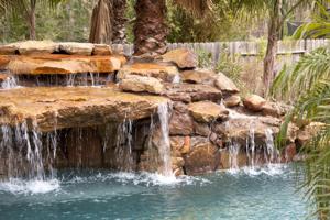 rocks used to make waterfalls in the garden