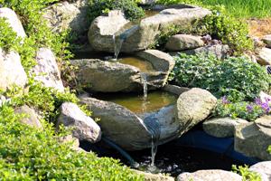 rocks used to make waterfalls in the garden