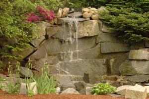 rocks used to make waterfalls in the garden