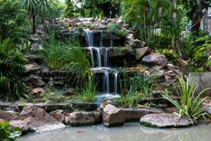 rocks used to make waterfalls in the garden