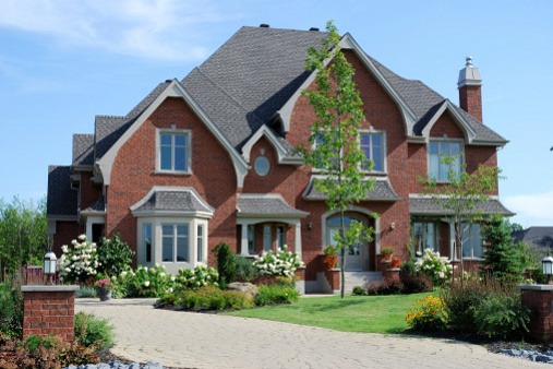 Mansion with front yard landscape