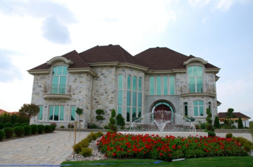 Landscaping with water fountain