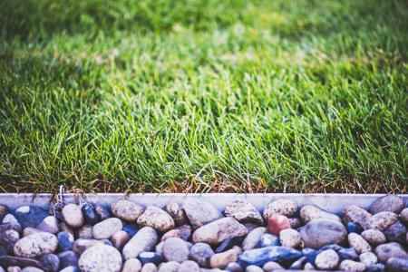 Colorful rock in garden