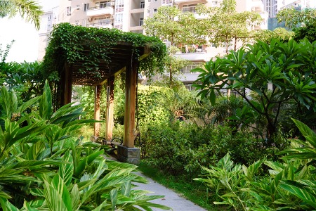 Homemade Wooden Arbor and Flowers