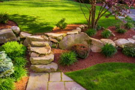 Landscaping with the use of cedar chips