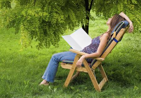 Woman sleeping in deckchair