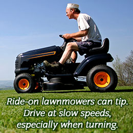 Tip about using ride-on lawnmowers