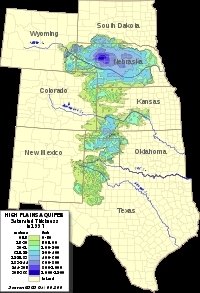 The Ogalalla Aquifer, topographical map