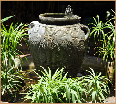 One of the many Garden fountains we came across in restaurant courtyards