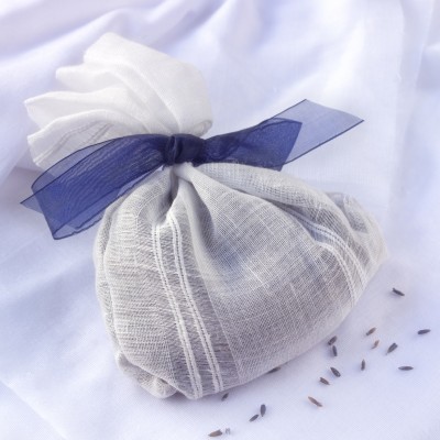 Bag of dried lavender, tied with satin bow.