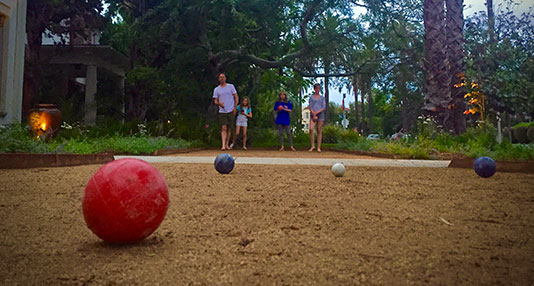 Bocce court in the front yard