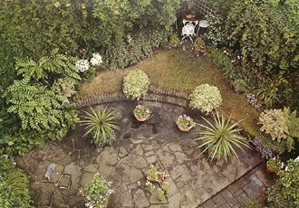 my garden after three hours spent trimming and planting up pots