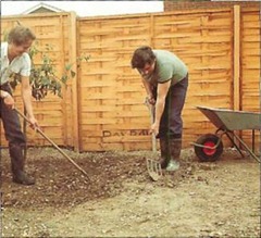 After removing the larger debris, it is time to get to work on the soil. Dig in lots of organic matter for a good start.