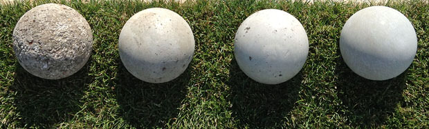 concrete garden globes