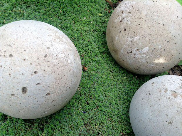 concrete garden globes