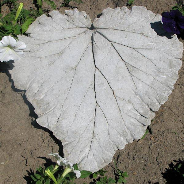 Rhubarb leaf stepping stone