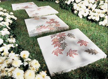 Painted leaf stepping stones
